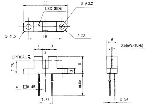 光電傳感器（光學傳感器）OJ-1402尺寸規(guī)格