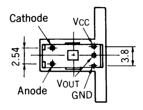 光電傳感器（光學(xué)傳感器）OJ-1501針腳圖（仰視）
