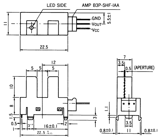 光電傳感器（光學傳感器）OJ-5203尺寸規(guī)格